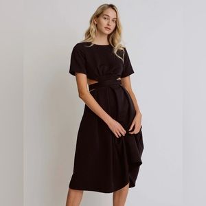 Chic Black Cut-Out Midi Dress